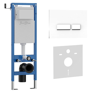 Комплект 2в1 IBERICA BLANCA инсталляция SILENCIO MINI, кнопка смыва CRYSTAL-R белый (IB.001M.221)